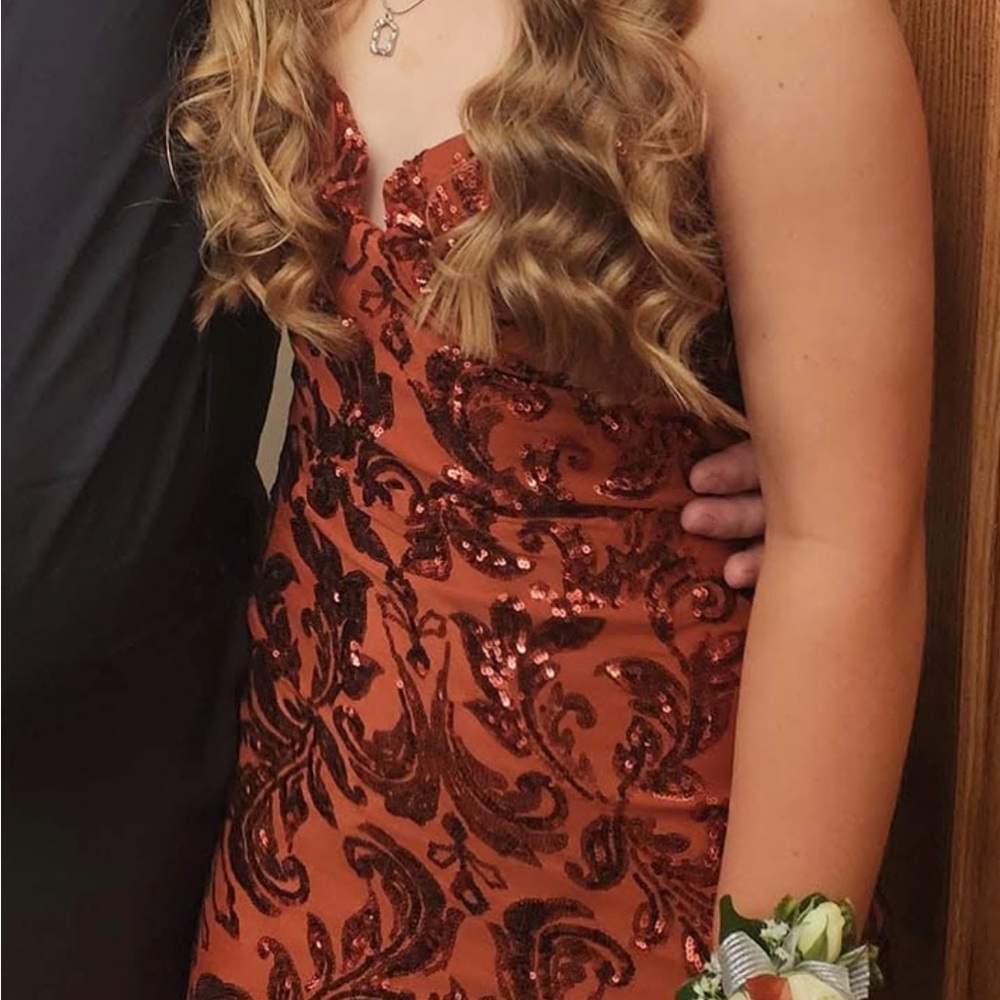 Windsor Rust Sequin Hoco Dress